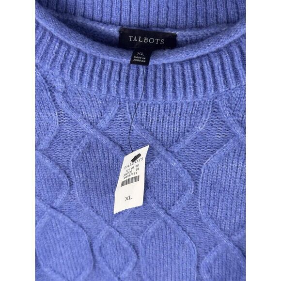 Talbots XL Cable Knit Sweater Blue Acrylic & Wool Blend Womens Stylish Pullover - Picture 2 of 9
